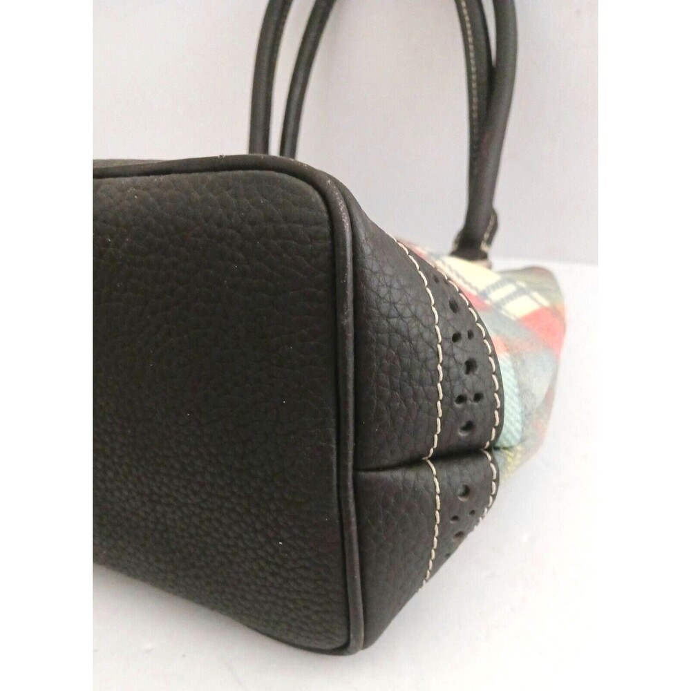 VTG Dooney & Bourke Madras Plaid Ladybug Satchel Top Handle Bag Blk Pebbled Trim - Picture 7 of 13
